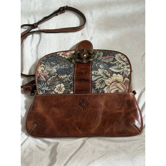 EUC Patricia Nash Verdura Bosque Tapestry Crossbody Clutch Leather Floral Purse - Picture 8 of 14